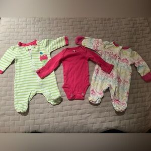 Pink, Green, White Baby Onesie set (2)